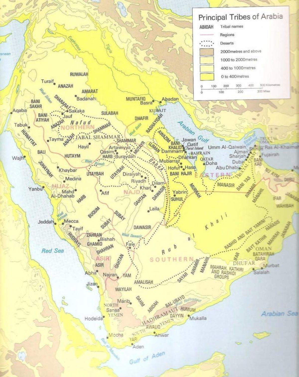 Mapa Arabii Saudyjskiej plemiona