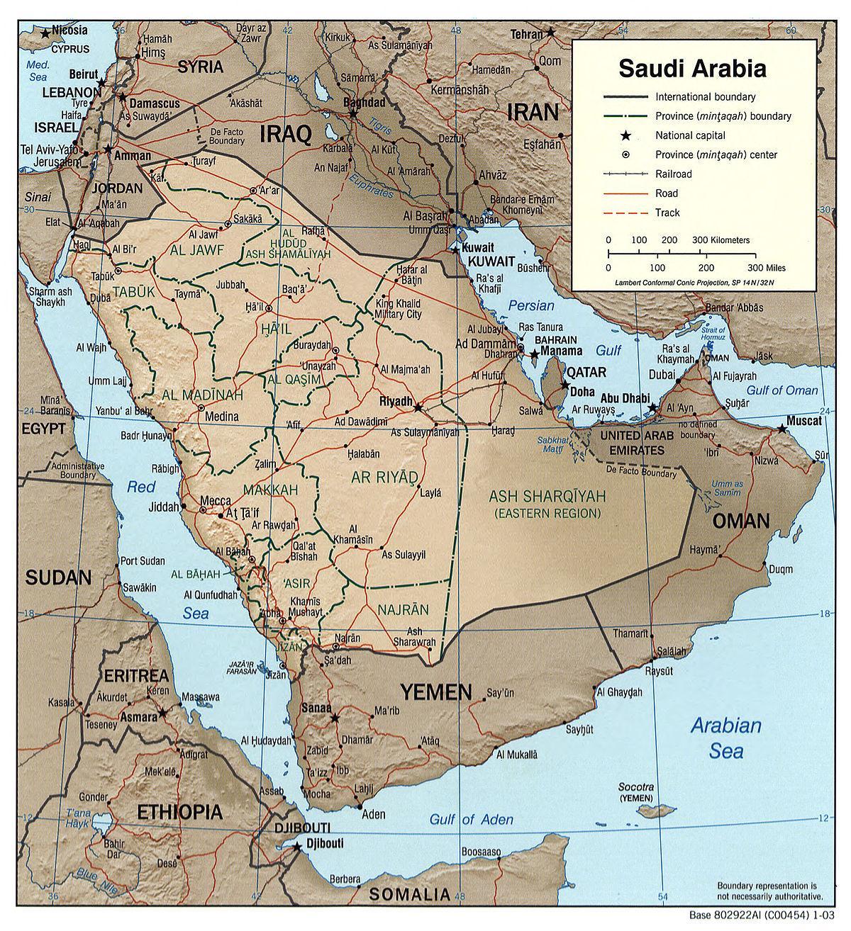 Geografia Arabii Saudyjskiej na mapie