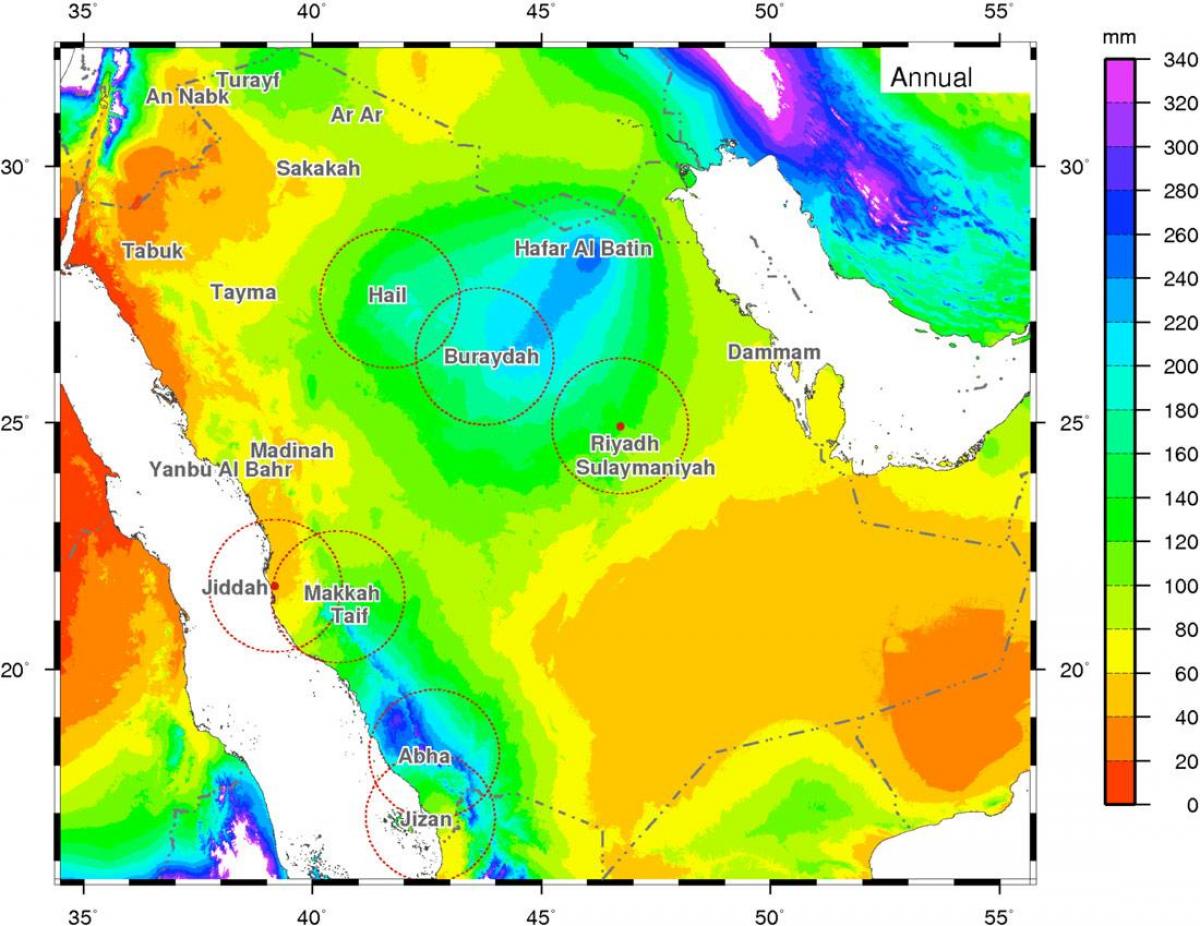 Mapa Arabii Saudyjskiej klimatu