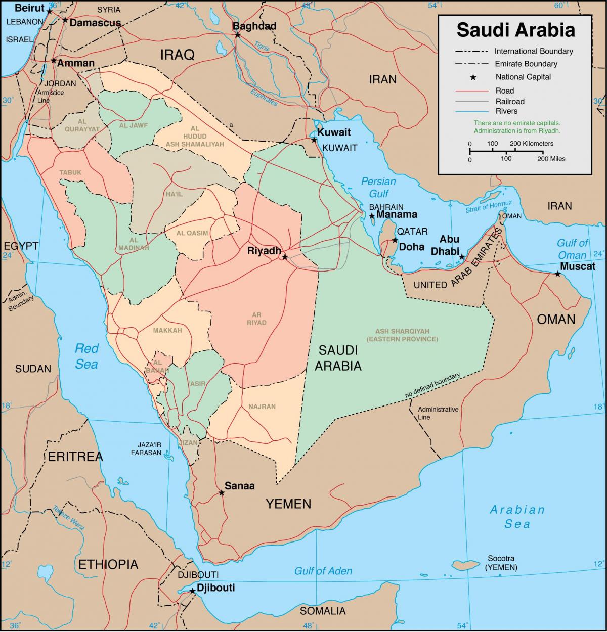 Regiony Arabii Saudyjskiej na mapie