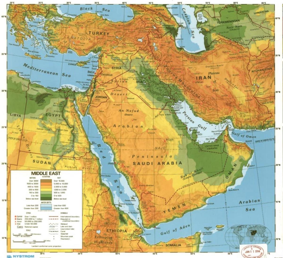 Mapa Arabii Saudyjskiej pustyni 