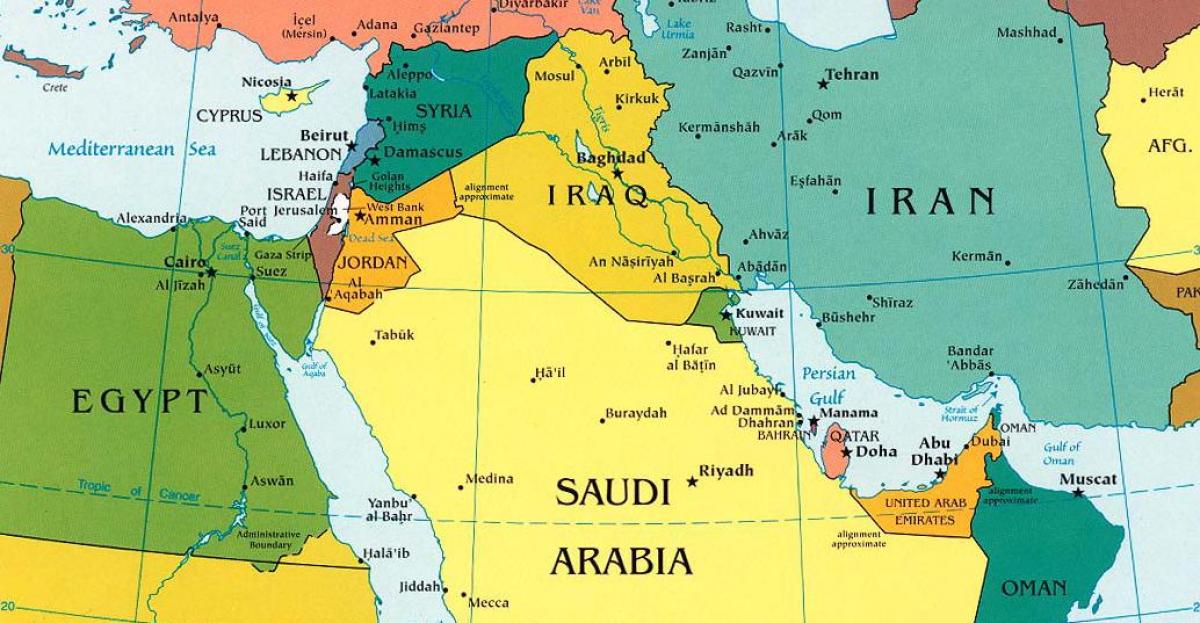 mapa Arabii Saudyjskiej sąsiednich krajów