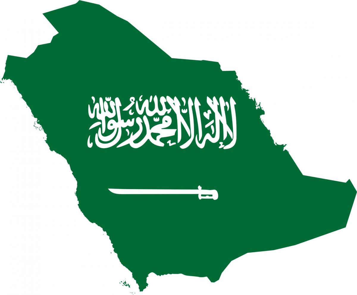 Flaga Arabii Saudyjskiej na mapie 