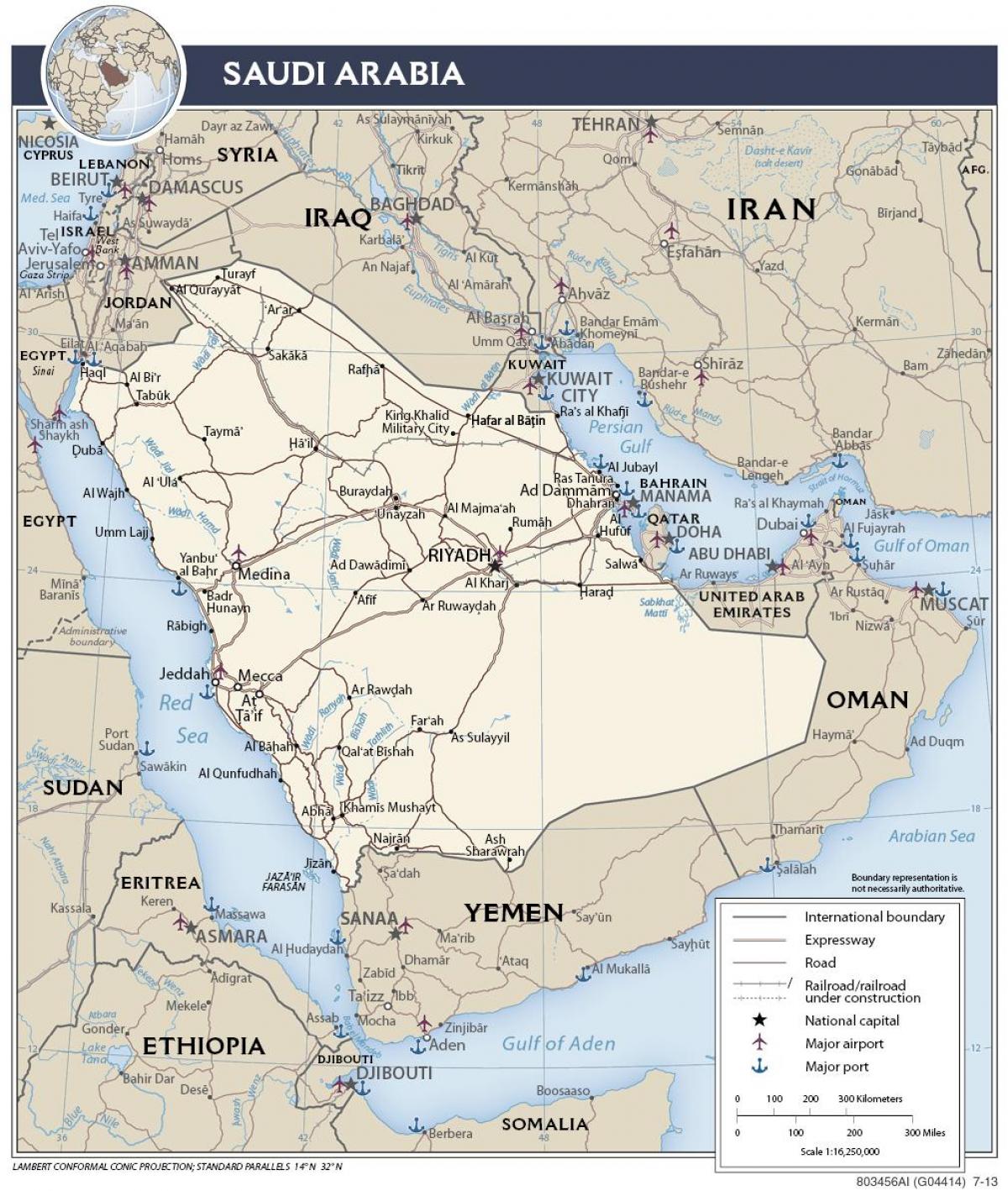 Mapa Arabii Saudyjskiej porty