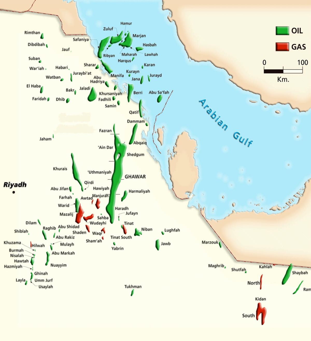 Mapa манифа w Arabii Saudyjskiej