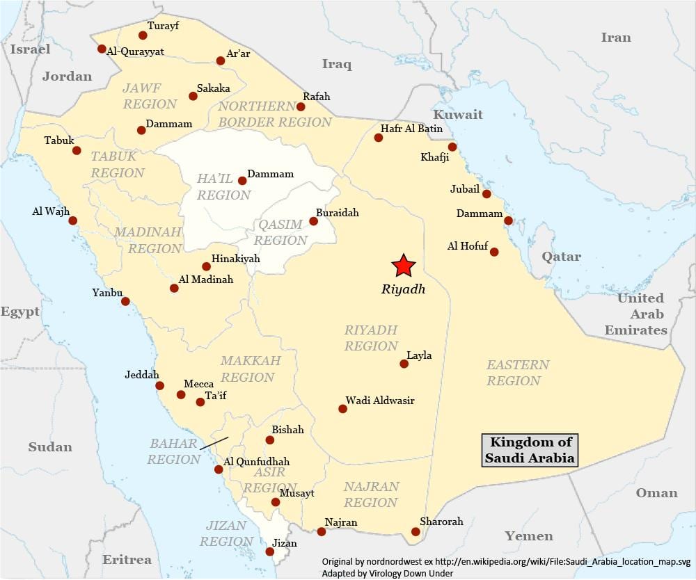 Mapa найран Arabia Saudyjska