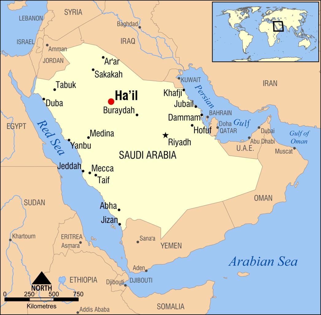 mapa хаил Arabia Saudyjska