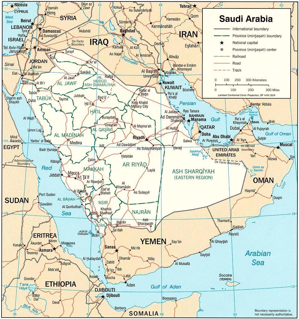 Mapa Arabii Saudyjskiej online