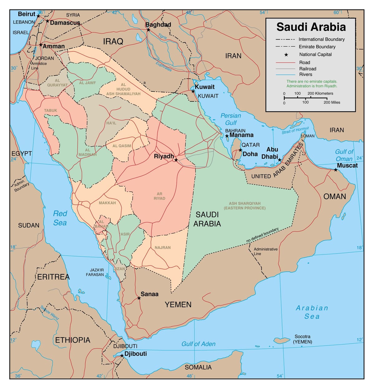 Mapa Arabii Saudyjskiej