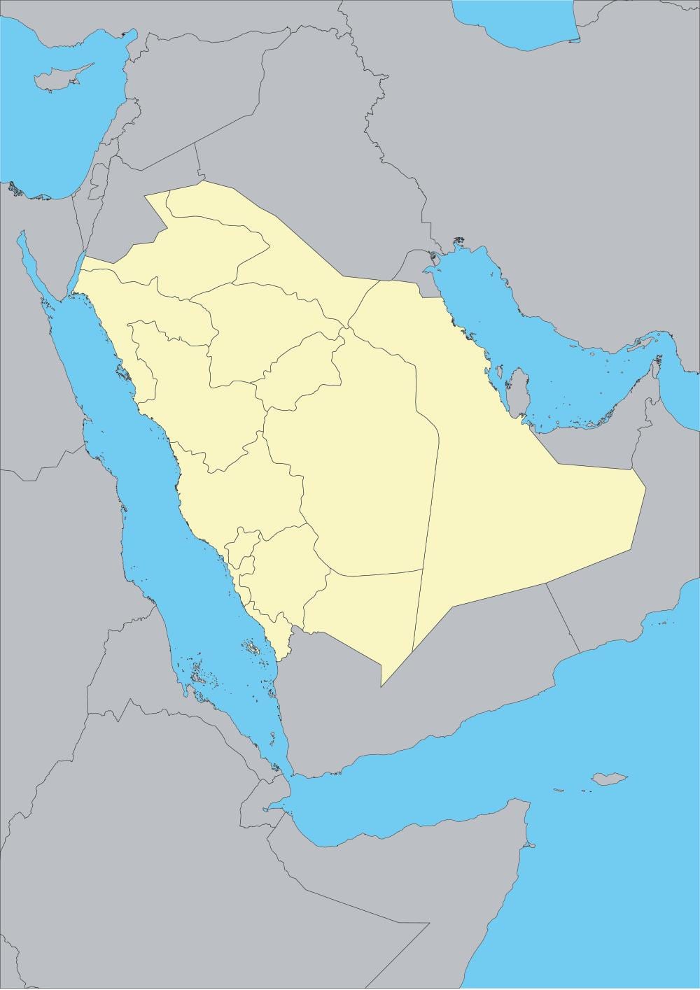 Mapa pokazuje świat Arabia Saudyjska
