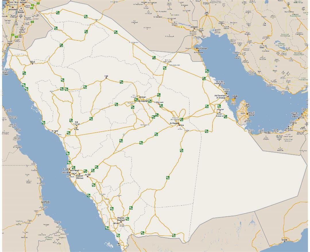 Szczegółowa mapa Arabii Saudyjskiej