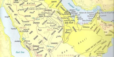 Mapa Arabii Saudyjskiej plemiona