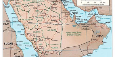 Mapa Arabii Saudyjskiej z miastami
