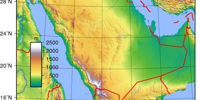 Mapa Arabii Saudyjskiej wysokości 