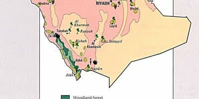 Mapa Arabia Saudyjska zasoby naturalne