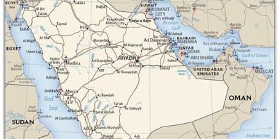 Mapa Arabii Saudyjskiej, kraju