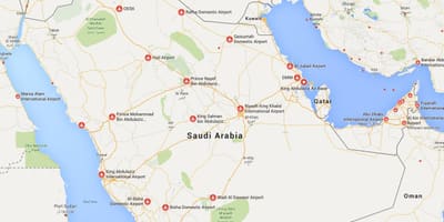 Porty lotnicze Arabii Saudyjskiej na mapie